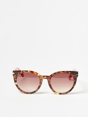 Oliver Bonas Multi Cat Eye Faux Fur Tortoiseshell Acetate Sunglasses - Image 1 of 1