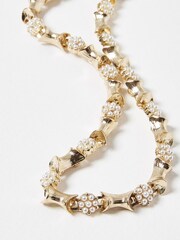 Oliver Bonas Gold Tone Cecilia Faux Pearl Chunky Short Necklace - Image 3 of 5