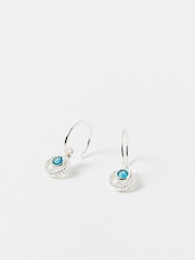 Oliver Bonas Silver Tone Sarai Jade Hoop Earrings - Image 1 of 1