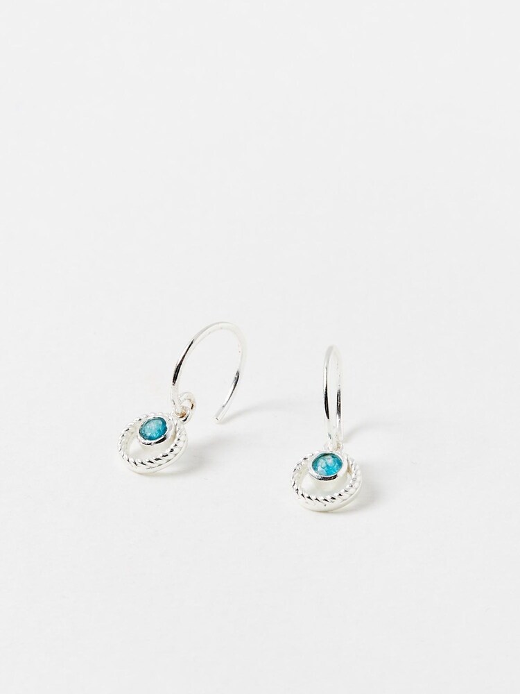 Oliver Bonas Silver Tone Sarai Jade Hoop Earrings - Image 1 of 1