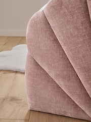 Plush Chenille Rose Pink Kids Shell Upholstered Trundle Bed - Image 6 of 8