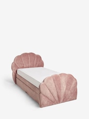 Plush Chenille Rose Pink Kids Shell Upholstered Trundle Bed - Image 7 of 8