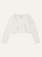 Monsoon Natural Baby 3D 100% Cotton Floral Trim Cardigan - Image 1 of 3