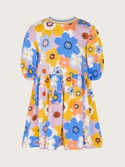 Monsoon Blue 100% Cotton Retro Floral Dress - Image 2 of 4