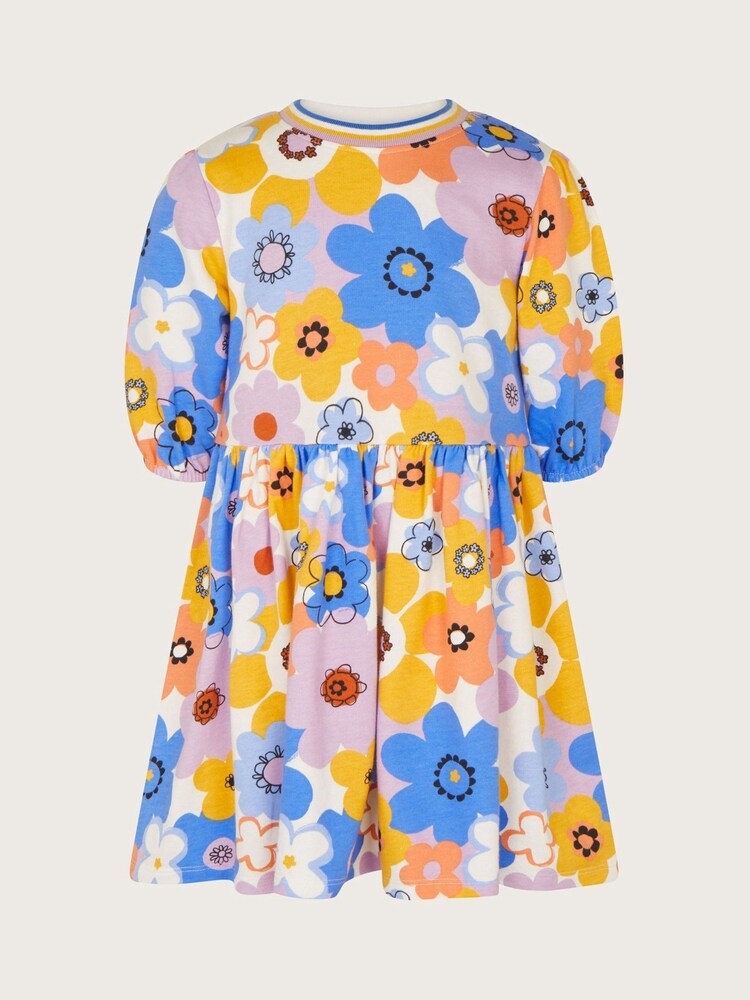 Monsoon Blue 100% Cotton Retro Floral Dress - Image 2 of 4