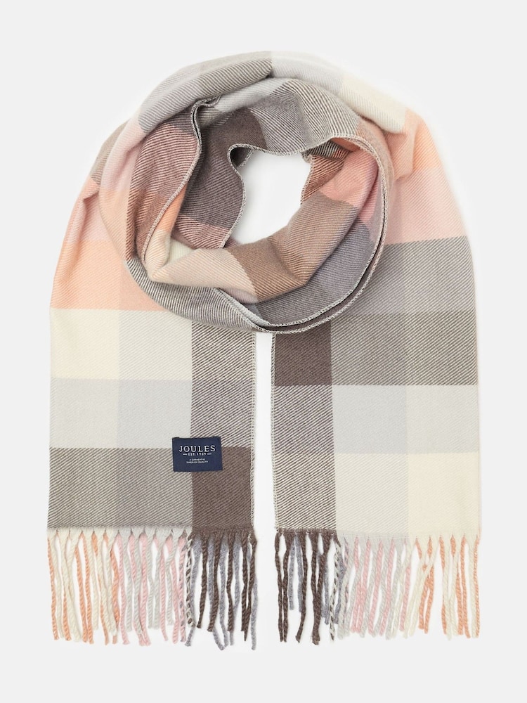 Joules Langtree Pink & Grey Scarf - Image 2 of 4