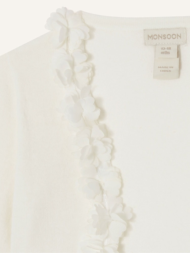 Natur - Monsoon 3D Floral 100% Cotton Trim Cardigan - Bild 3 von 3
