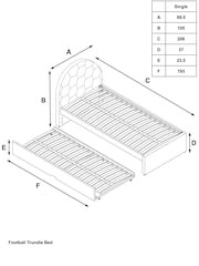 Black and White Soft Cosy Boucle Kids Football Upholstered Trundle Bed Frame - Image 4 of 7