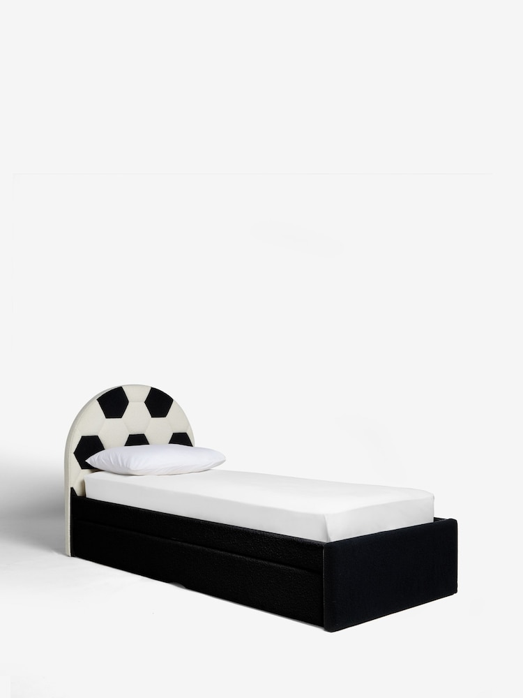 Black and White Soft Cosy Boucle Kids Football Upholstered Trundle Bed Frame - Image 7 of 7