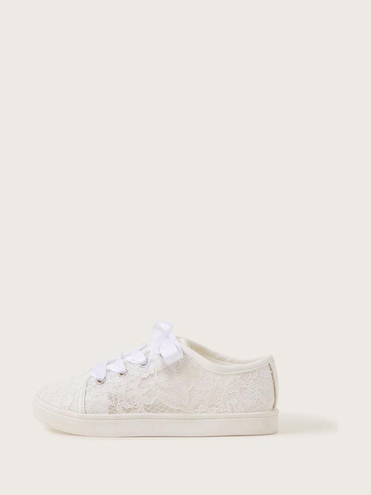 Monsoon White Lace Bridal Trainers - Image 1 of 3