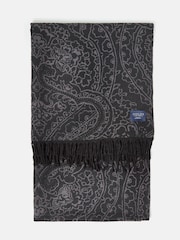 Joules Elissa Black & Grey Double-Sided Jacquard Scarf - Image 5 of 6