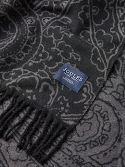 Joules Elissa Black & Grey Double-Sided Jacquard Scarf - Image 6 of 6