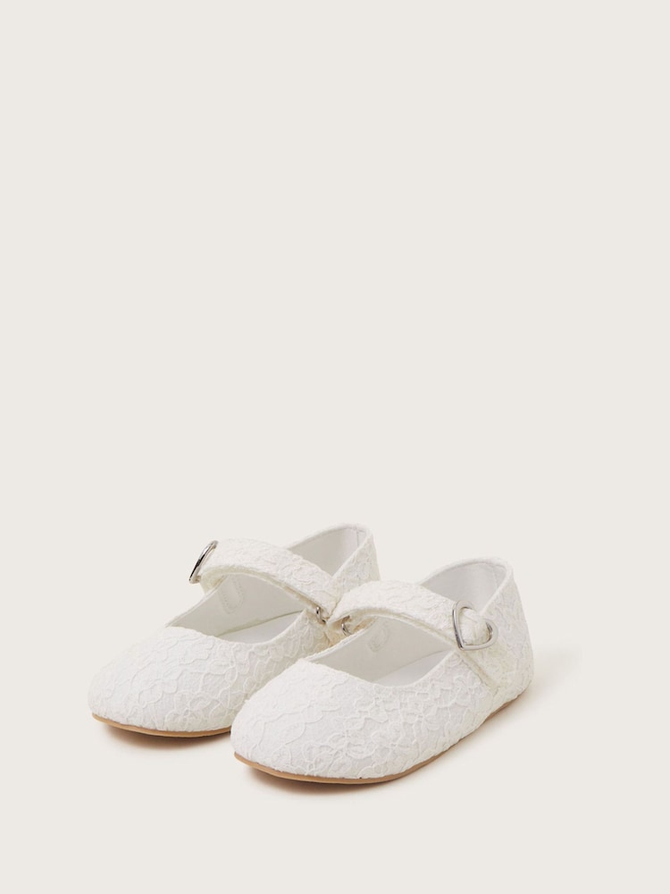 Monsoon Natural Baby Lace Walker Shoes and Bando - Image 1 of 3