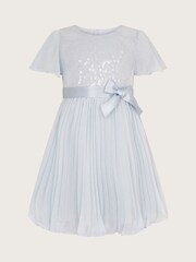 Monsoon Blue Baby Angel Pleat Sequin Dress - Image 1 of 3