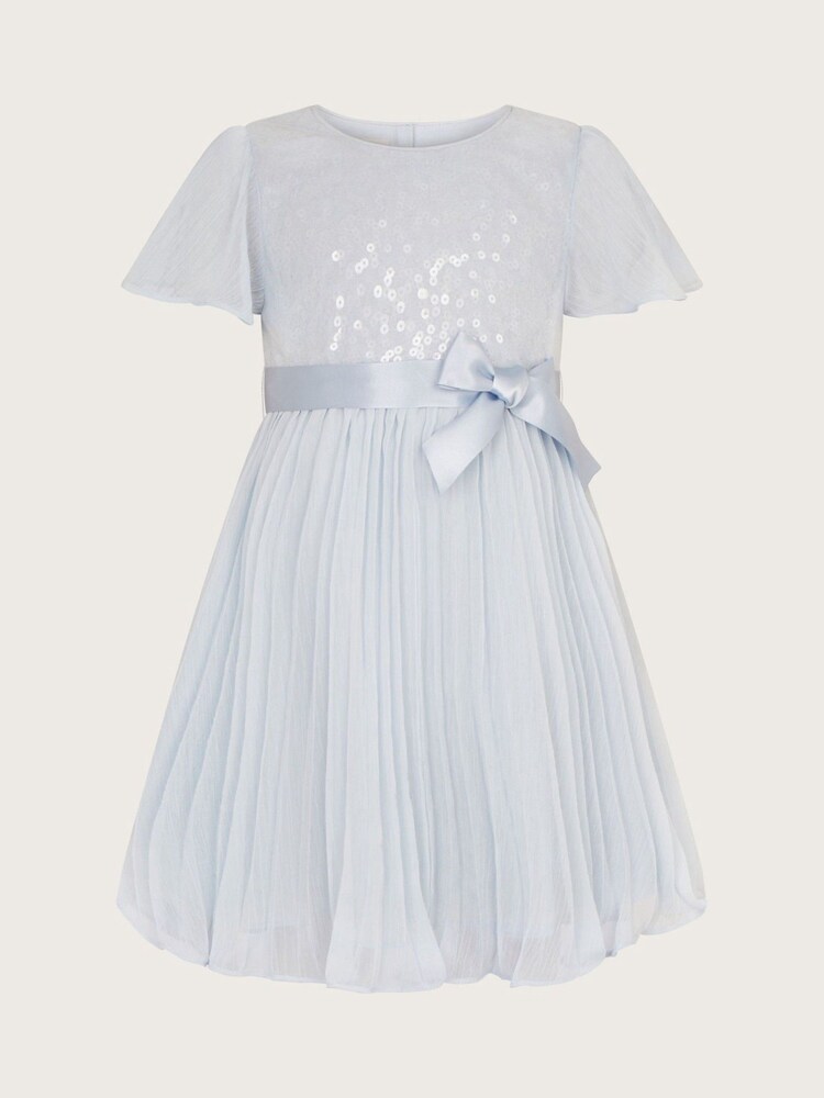 Monsoon Blue Baby Angel Pleat Sequin Dress - Image 1 of 3
