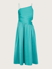 Monsoon Blue Satin Cut-Out Prom Dress - Image 1 of 3