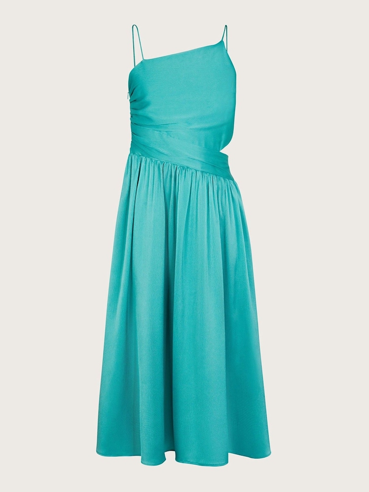 Monsoon Blue Satin Cut-Out Prom Dress - Image 1 of 3
