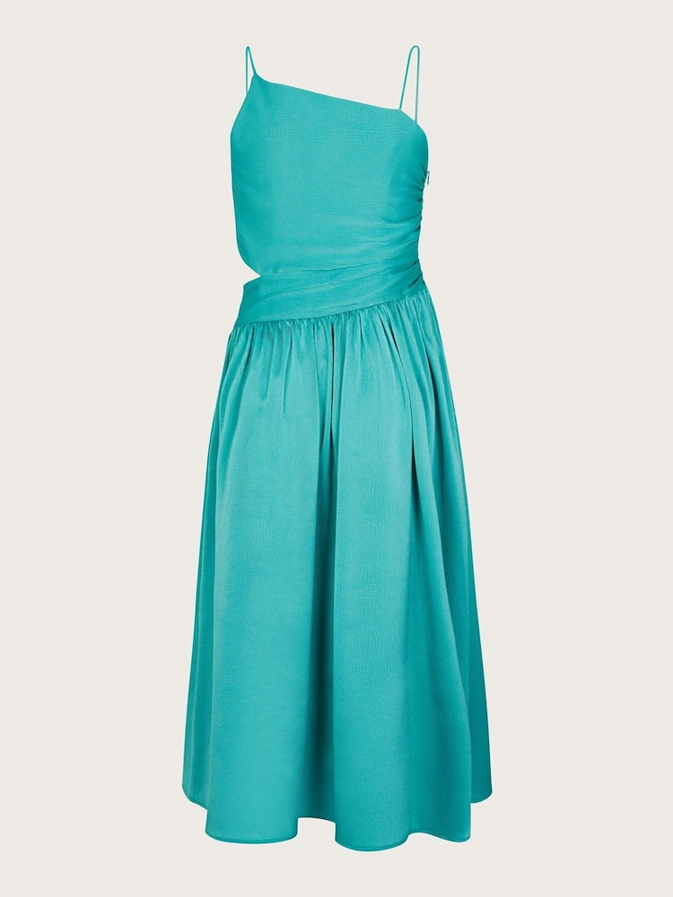 Monsoon Blue Satin Cut-Out Prom Dress - Image 2 of 3