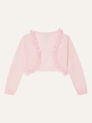Monsoon Pink Baby 3D 100% Cotton Floral Trim Cardigan - Image 1 of 3