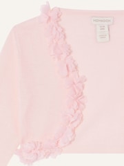 Monsoon Pink Baby 3D 100% Cotton Floral Trim Cardigan - Image 3 of 3