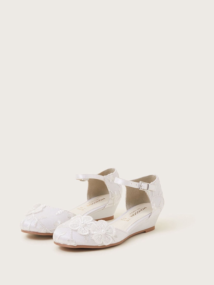 Monsoon Natural Essie Lace Flower Wedges - Image 1 of 3