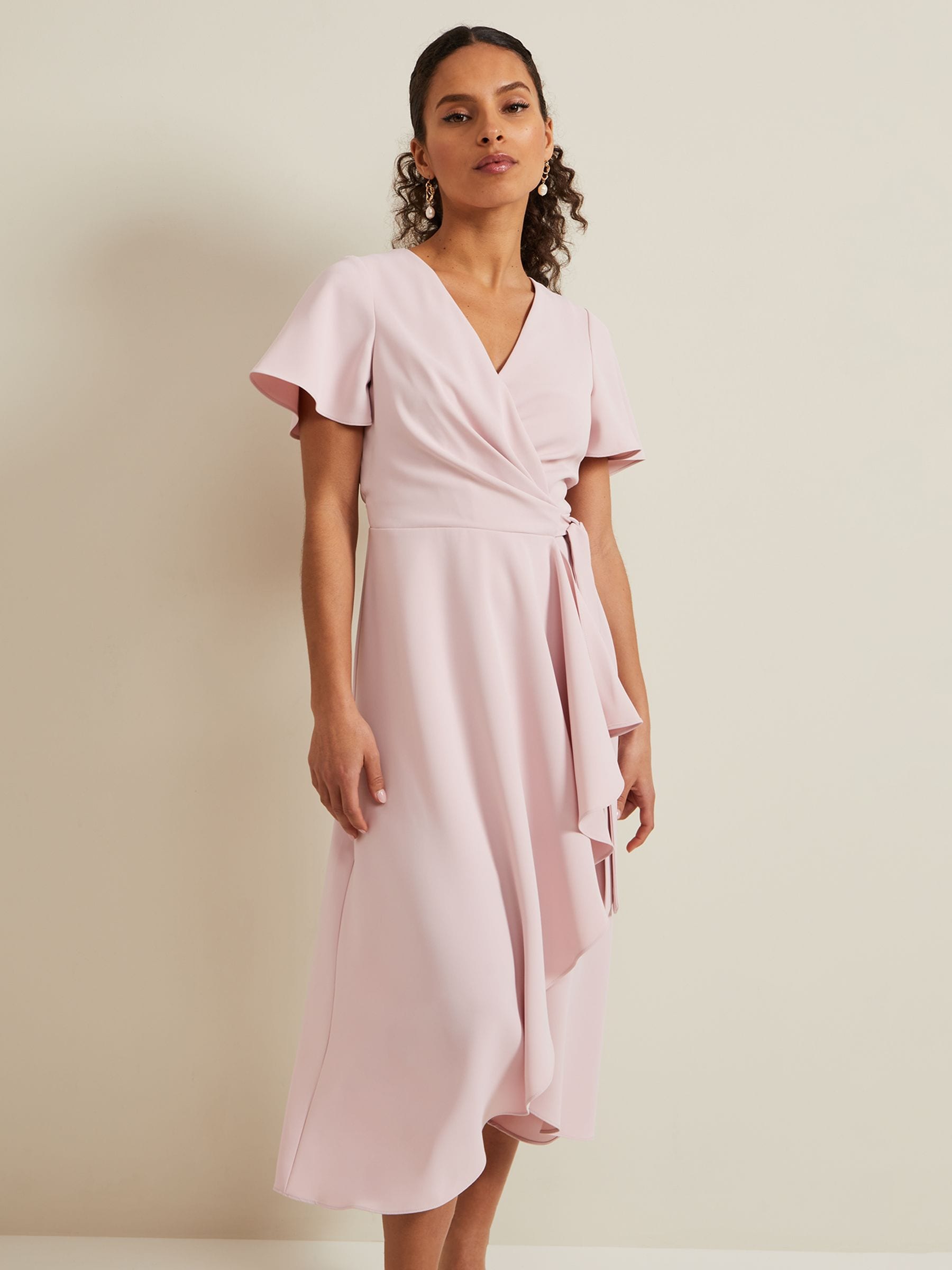 Pink frill wrap dress new arrivals