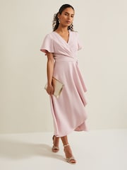 Phase Eight Pink Petite Petite Julissa Frill Wrap Dress - Image 3 of 6