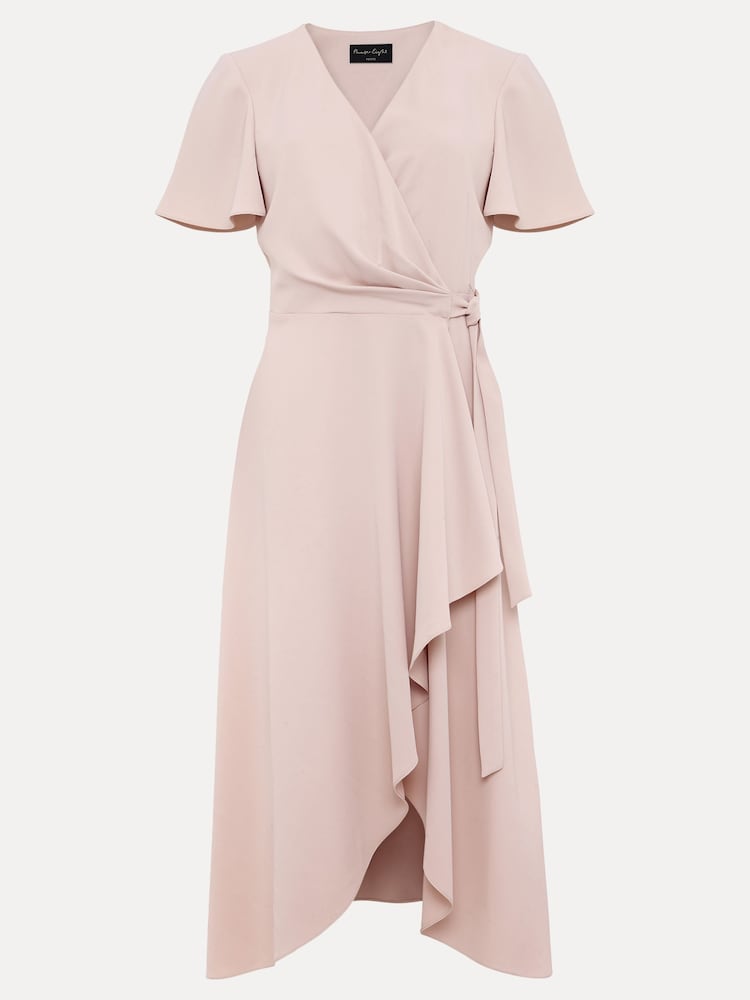 Phase Eight Pink Petite Petite Julissa Frill Wrap Dress - Image 6 of 6