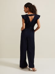 Phase Eight Blue Petite Kallie Frill Jumpsuit - Image 2 of 6