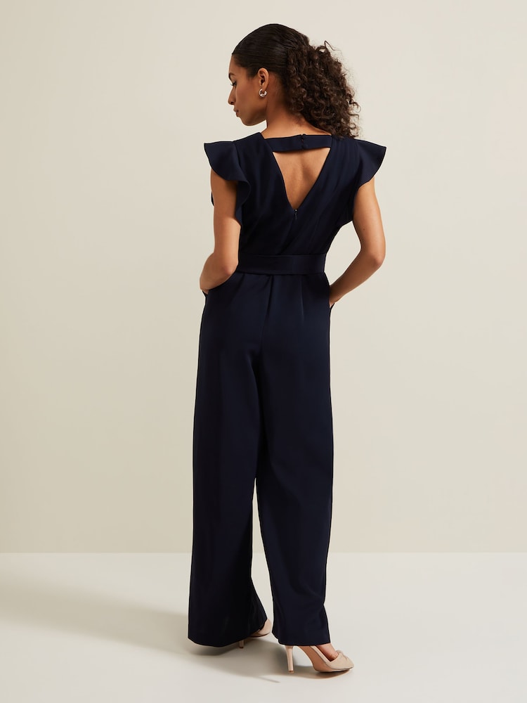 Phase Eight Blue Petite Kallie Frill Jumpsuit - Image 2 of 6