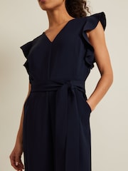 Phase Eight Blue Petite Kallie Frill Jumpsuit - Image 4 of 6