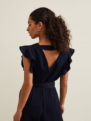 Phase Eight Blue Petite Kallie Frill Jumpsuit - Image 5 of 6