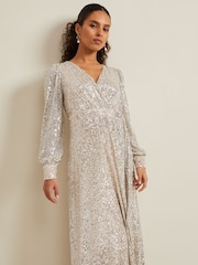 Phase Eight Metallic Petite Amily Sequin Maxi Dress - Image 3 of 7