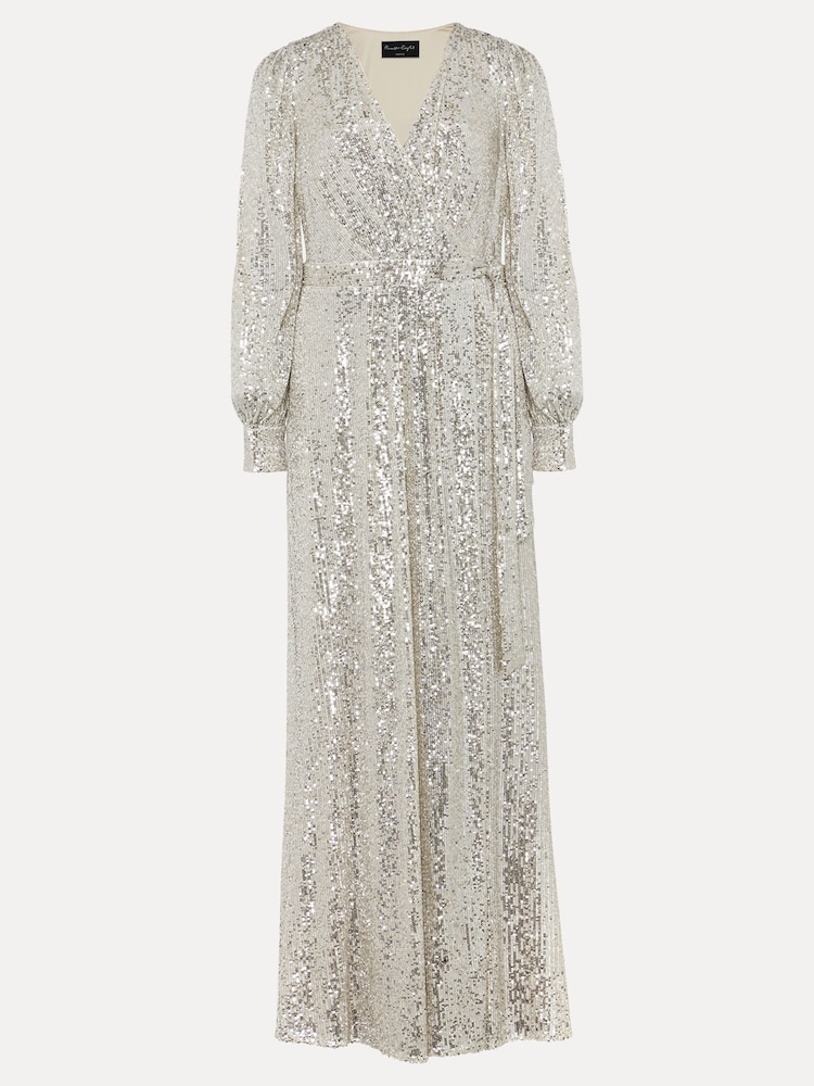 Phase Eight Metallic Petite Amily Sequin Maxi Dress - Image 7 of 7