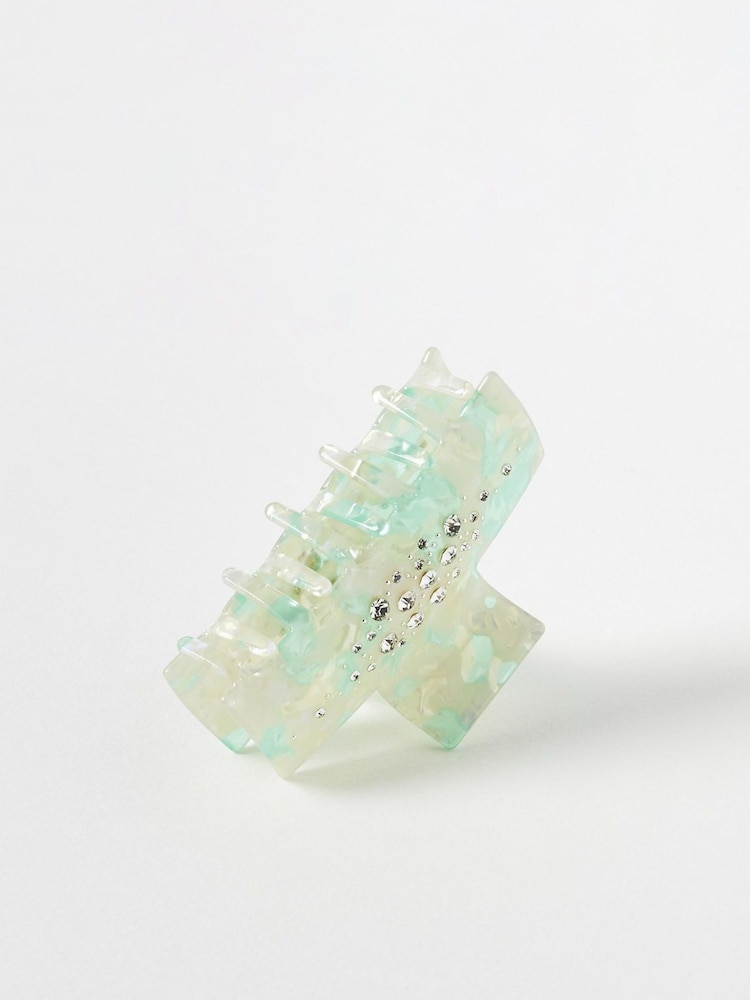 Oliver Bonas Green Carmel Jewel Hair Claw Clip - Image 1 of 5