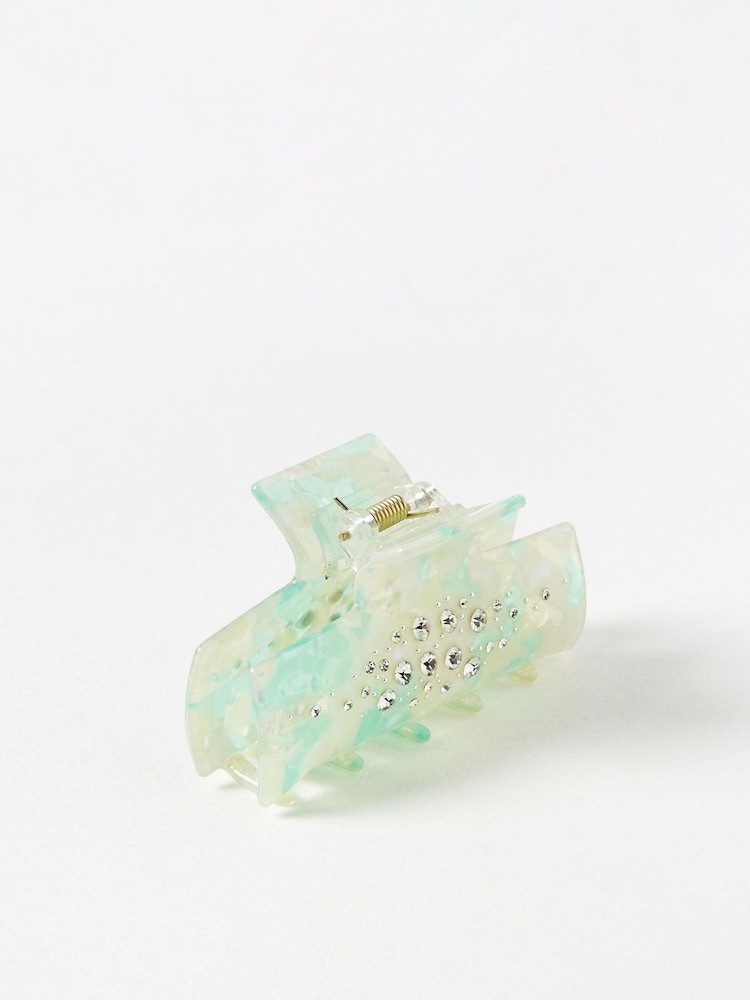 Oliver Bonas Green Carmel Jewel Hair Claw Clip - Image 2 of 5