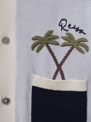 Reiss Blue Multi Ata 13-14 yrs Knitted Colourblock Cuban Collar Shirt - Image 4 of 4