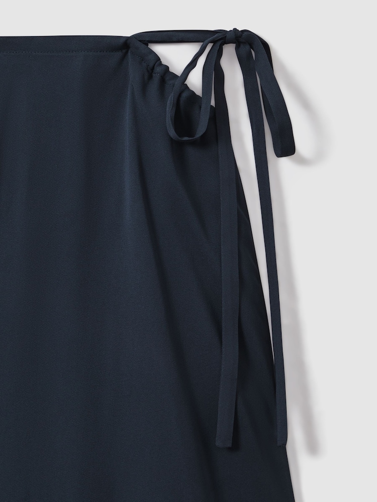 Reiss Navy Esme Gathered Side Midi Skirt - Image 6 of 6