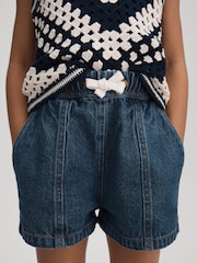Reiss Blue Marloe 4-9 yrs Drawstring Denim Shorts - Image 1 of 4