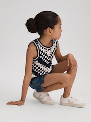 Reiss Blue Marloe 4-9 yrs Drawstring Denim Shorts - Image 3 of 4