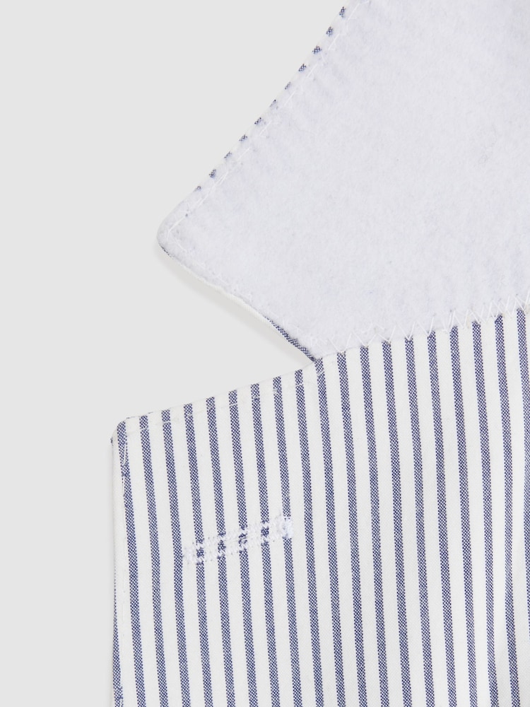 Reiss Soft Blue/White Barr Cotton Seersucker Single Breasted Slim Fit Blazer - Image 7 of 7