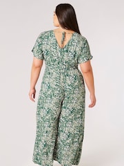 Apricot Green Leafy Brushstokes Tie Jumpsuit - Image 2 of 4