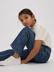 Reiss Blue Marloe 4-9 yrs Drawstring Waist Straight Leg Jeans - Image 1 of 4