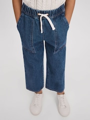 Reiss Blue Marloe 4-9 yrs Drawstring Waist Straight Leg Jeans - Image 3 of 4