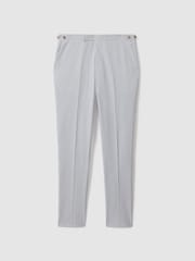 Reiss Soft Blue/White Barr Cotton Seersucker Adjuster Slim Fit Trousers - Image 2 of 5