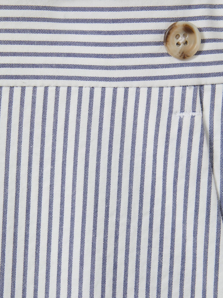 Reiss Soft Blue/White Barr Cotton Seersucker Adjuster Slim Fit Trousers - Image 5 of 5