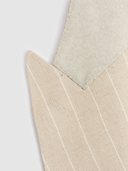 Reiss Oatmeal Jeremiah Slim Fit Double Breasted Striped Blazer - Image 6 of 7