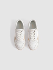 Reiss White Lottie Leather Raffia Trainers - Image 3 of 5