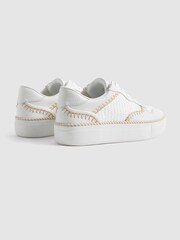 Reiss White Lottie Leather Raffia Trainers - Image 4 of 5
