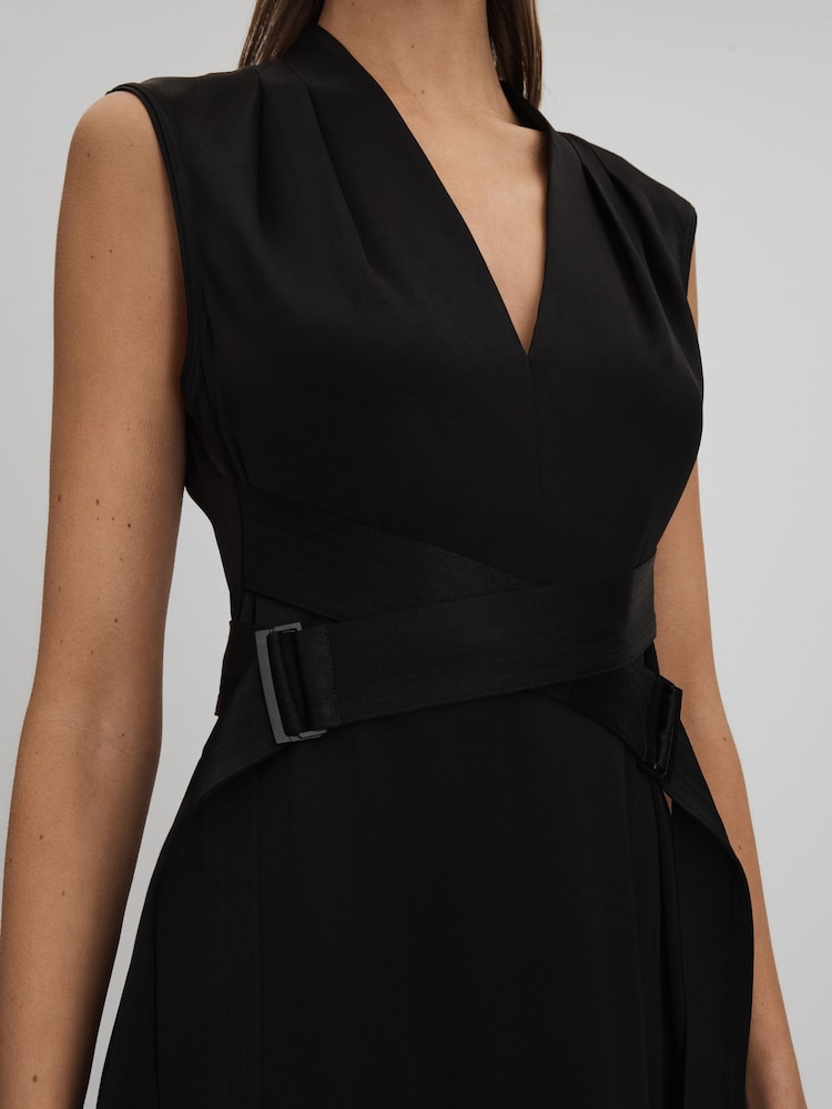 Rochie midi cu Asimetric și bretele Reiss Raya - Image 4 of 6